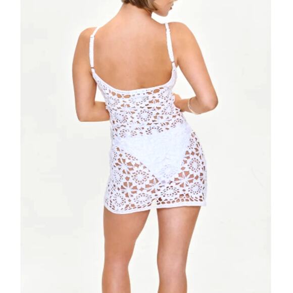 Frankies Bikinis Women's White Sunshine Crochet Mini Dress Size XS - Picture 2 of 10